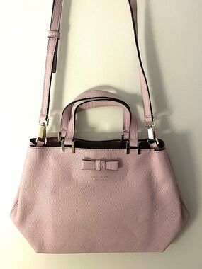 Pink Leather Bow Satchel Handbag - Brand: Unknown